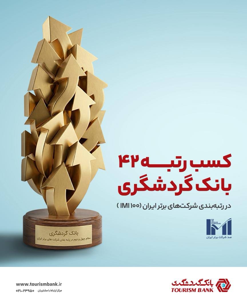 در بیست‌وهشتمین همایش شرکت‌های برتر ایران؛بانک گردشگری در جمع 50 شرکت برتر قرار گرفت