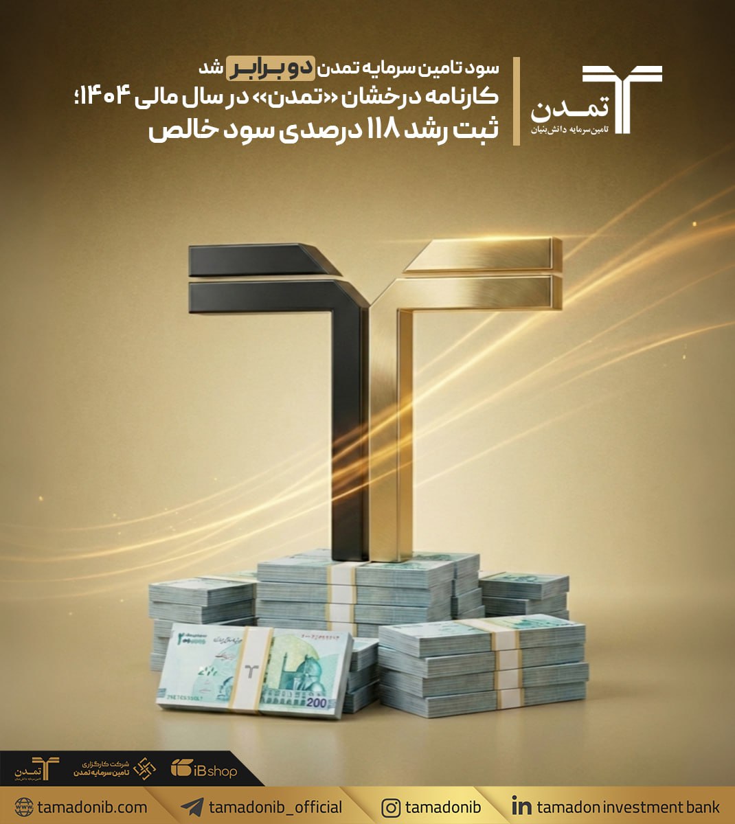 کارنامه درخشان «تمدن» در سال مالی ۱۴۰۴؛ ثبت رشد ۱۱۸ درصدی سود خالص